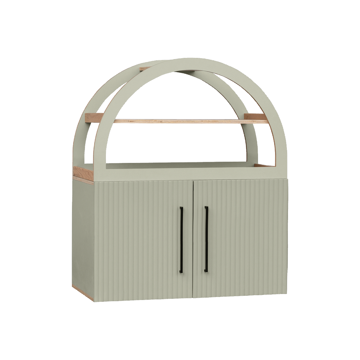 Mini Fluted Sage Arch Cabinet