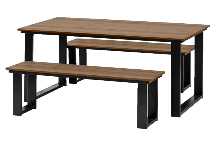 Jarrah U-Frame Outdoor Table and Bench Set