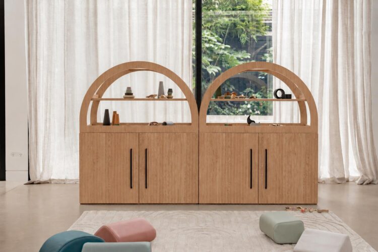 Mini Fluted Oak Arch Cabinet​