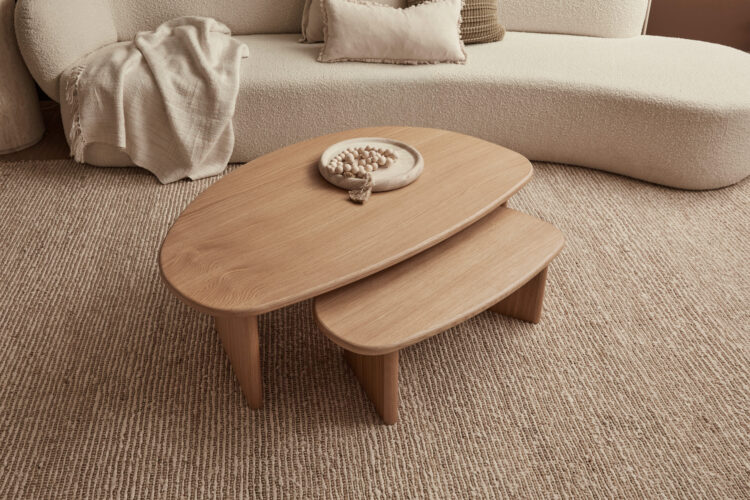 Oak Nested Coffee Table Set