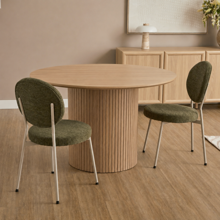 Oak Fluted Round Dining Table