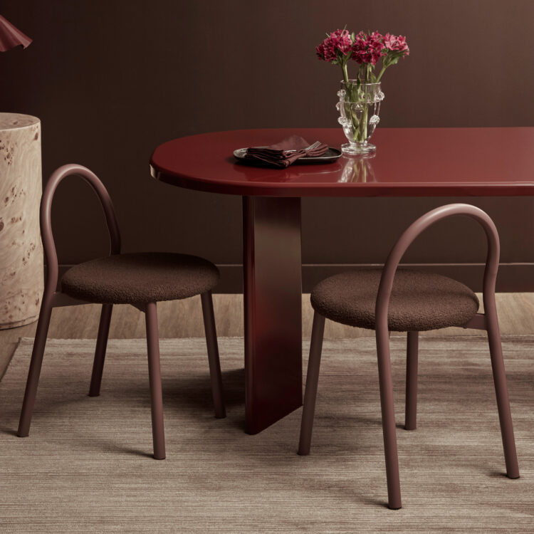 Boucle Dining Chairs 2pc – Burgundy