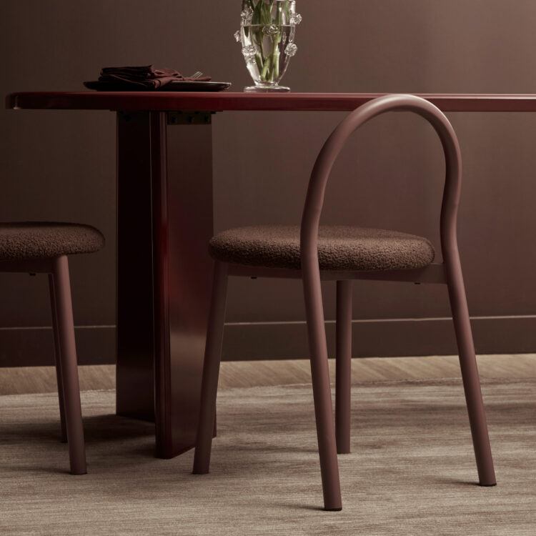Boucle Dining Chairs 2pc – Burgundy
