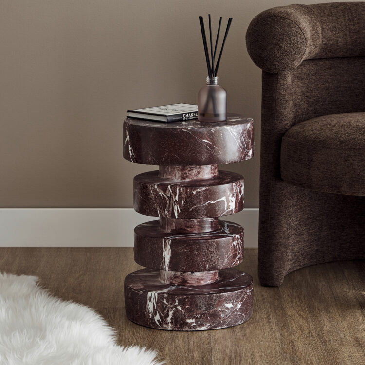 Marble Side Table - Burgundy