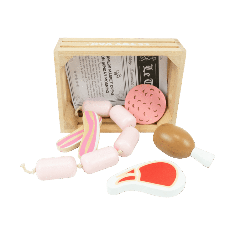 Wooden Butchers Meat Market Crate 7pc