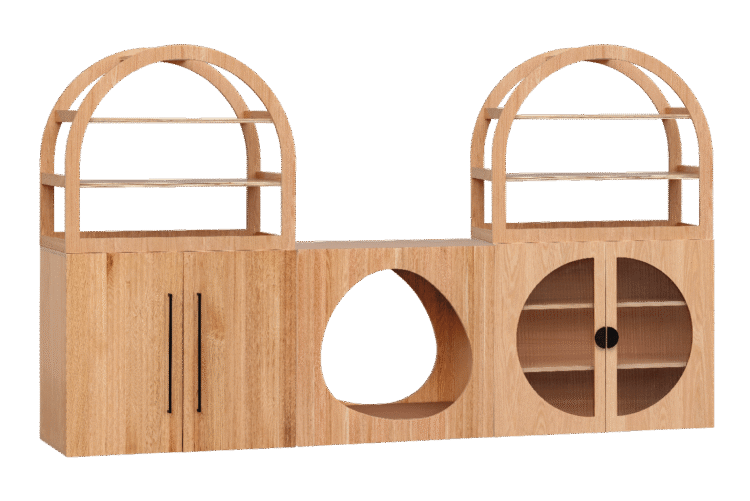 Arched Storage & Nook Set - Oak