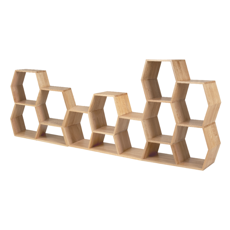 Oak Honeycomb Display Shelf Set
