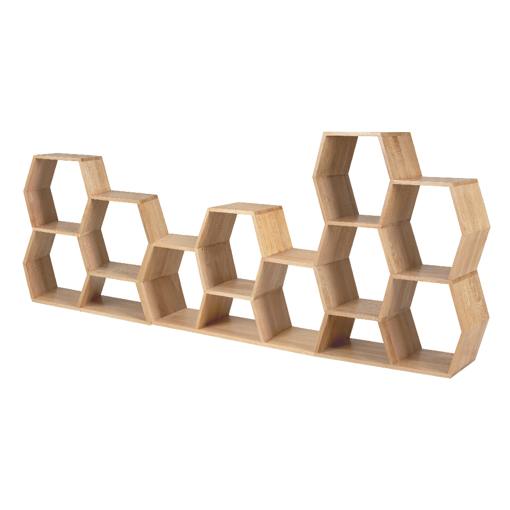 Oak Honeycomb Display Shelf Set