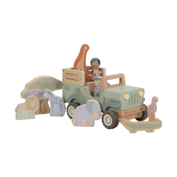 Wooden Safari Car with Animals